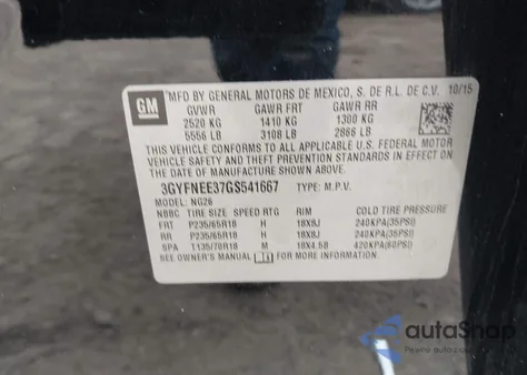 2016 Cadillac Srx Luxury Collection z USA, uszkodzony, nr VIN 3GYFNEE37GS541667